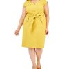 Kasper Plus Size Cap-Sleeve Tie-Waist Zip-Back Dress -Adrianna Papell Sales Shop 23649760 fpx
