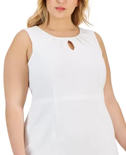 Kasper Plus Size Round-Neck Sleeveless Sheath Stretch Dress -Adrianna Papell Sales Shop 23649771 fpx