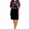 Connected Women's Round-Neck Floral-Cape A-Line Dress 1 Connected Women's Round-Neck Floral-Cape A-Line Dress -Adrianna Papell Sales Shop 23656131 fpx