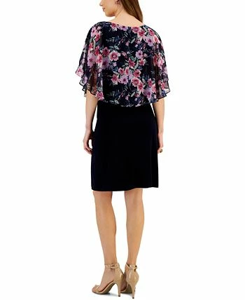 Connected Women's Round-Neck Floral-Cape A-Line Dress 4 Connected Women's Round-Neck Floral-Cape A-Line Dress - Image 2