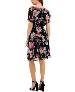 Connected Women's Printed Tie-Waist Short-Sleeve Sheath Dress -Adrianna Papell Sales Shop 23656137 fpx