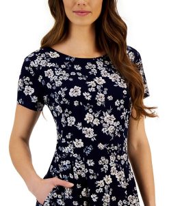 Connected Women's Printed Round-Neck Sheath Dress 5 Connected Women's Printed Round-Neck Sheath Dress -Adrianna Papell Sales Shop 23656153 fpx