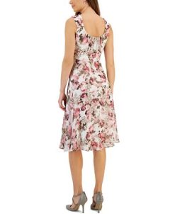 Connected Women's Printed Round-Neck Sleeveless Dress 3 Connected Women's Printed Round-Neck Sleeveless Dress -Adrianna Papell Sales Shop 23656185 fpx