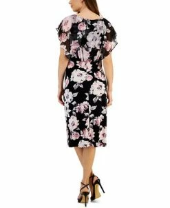 Connected Women's Printed Round-Neck Short-Sleeve Dress -Adrianna Papell Sales Shop 23656214 fpx