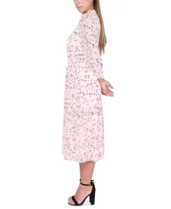 Black Tape Women's Long-Sleeve Tiered Midi Dress 13 Black Tape Women's Long-Sleeve Tiered Midi Dress -Adrianna Papell Sales Shop 23675703 fpx