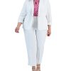 Kasper Plus Size Linen One-Button Jacket, Twist-Neck Top, & Linen Pants With Side Slits