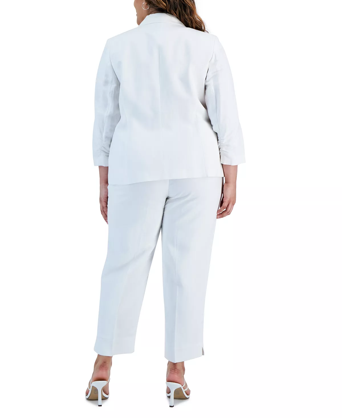 Plus Size Linen One-Button Jacket, Twist-Neck Top, & Linen Pants With Side Slits Kasper Plus Size Linen One-Button Jacket, Twist-Neck Top, & Linen Pants With Side Slits -Adrianna Papell Sales Shop