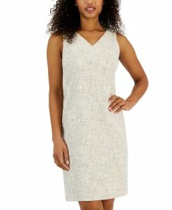 Anne Klein Women's V-Neck Tweed Sheath Dress
