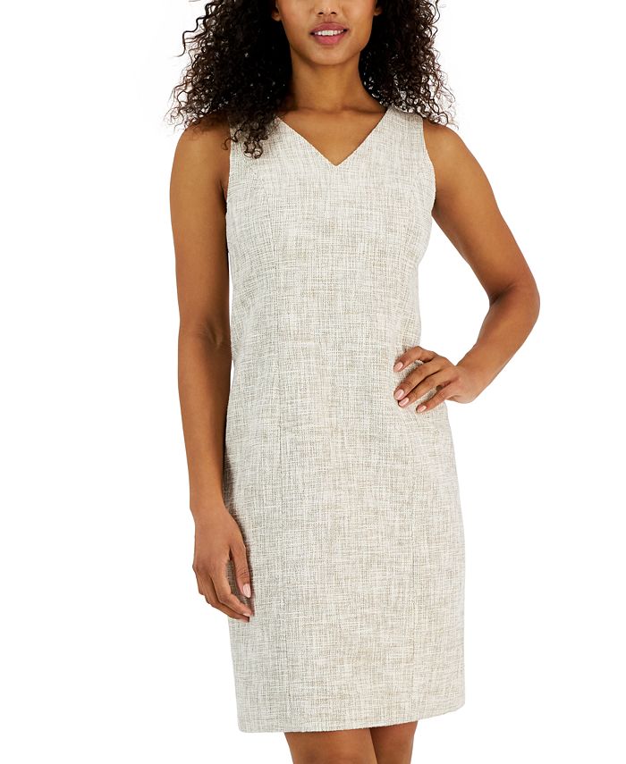 Women's V-Neck Tweed Sheath Dress Anne Klein Women's V-Neck Tweed Sheath Dress -Adrianna Papell Sales Shop