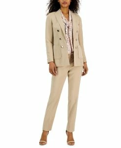 Anne Klein Faux Double Breasted Blazer, Chiffon Bow Blouse, And Bowie Pant