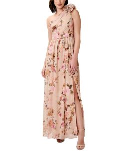 Adrianna Papell Women's Floral-Print One-Shoulder Gown