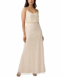 Adrianna Papell Women's Floral Embellished Sleeveless Blouson Gown