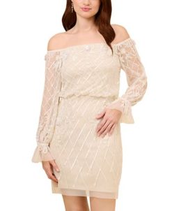 Adrianna Papell Women's Off-The-Shoulder Embellished Sheath Dress 4 Adrianna Papell Women's Off-The-Shoulder Embellished Sheath Dress -Adrianna Papell Sales Shop 23685014 fpx