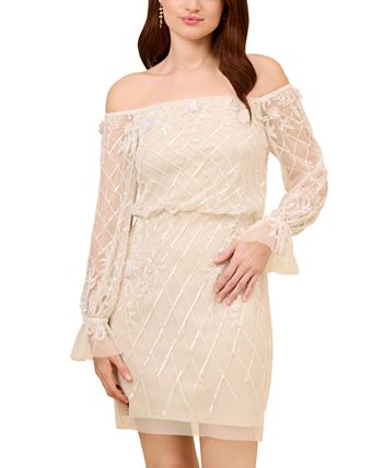 Women's Off-The-Shoulder Embellished Sheath Dress Adrianna Papell Women's Off-The-Shoulder Embellished Sheath Dress -Adrianna Papell Sales Shop