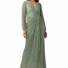 Adrianna Papell Women's Metallic Crinkled Draped Gown -Adrianna Papell Sales Shop 23685071 fpx