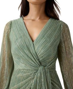 Adrianna Papell Women's Metallic Crinkled Draped Gown -Adrianna Papell Sales Shop 23685073 fpx