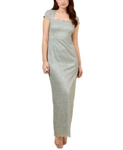 Adrianna Papell Women's Metallic Lace Square-Neck Gown