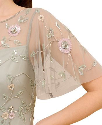Women's Beaded Flutter-Sleeve Gown Adrianna Papell Women's Beaded Flutter-Sleeve Gown -Adrianna Papell Sales Shop