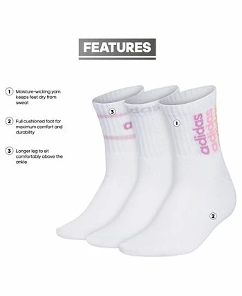 ADIDAS Women's 3-Pk. Sport Linear 2 High Quarter Socks 4 ADIDAS Women's 3-Pk. Sport Linear 2 High Quarter Socks - Image 2