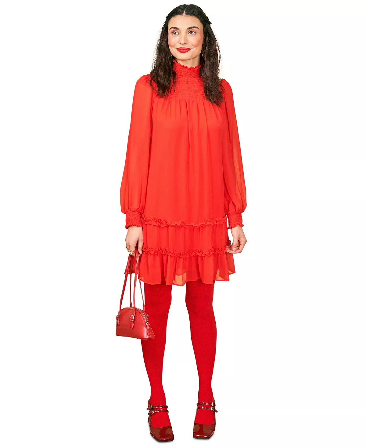 CeCe Smocked Mock-Neck Dress 10 CeCe Smocked Mock-Neck Dress - Image 8