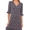 CeCe Women's Floral-Print Ruffled 3/4-Sleeve Dress -Adrianna Papell Sales Shop 23747801 fpx