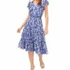 Vince Camuto Women's V-Neck Smock Waist Batik Dress -Adrianna Papell Sales Shop 23755881 fpx