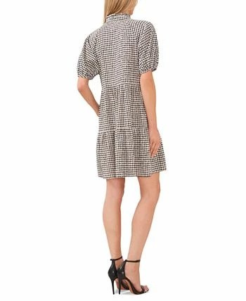 CeCe Women's Gingham Babydoll Elbow-Sleeve Tiered Dress 4 CeCe Women's Gingham Babydoll Elbow-Sleeve Tiered Dress - Image 2
