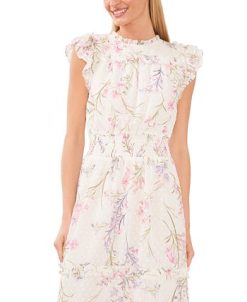 CeCe Women's Smocked-Waist Flutter-Sleeve Midi Dress -Adrianna Papell Sales Shop 23757613 fpx