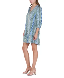 Black Tape Light Satin V-Neck Ruffled-Hem Mini Dress -Adrianna Papell Sales Shop 23776529 fpx