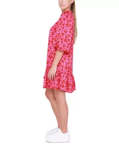 Black Tape Light Satin V-Neck Ruffled-Hem Mini Dress -Adrianna Papell Sales Shop 23776682 fpx