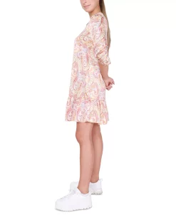 Black Tape Light Satin V-Neck Ruffled-Hem Mini Dress -Adrianna Papell Sales Shop 23776708 fpx