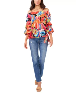 Vince Camuto Women's Off-The-Shoulder Bubble-Sleeve Top -Adrianna Papell Sales Shop 23776751 fpx