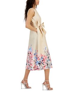 Anne Klein Women's Floral-Print Belted Midi Dress -Adrianna Papell Sales Shop 23777167 fpx