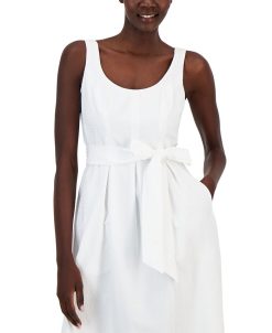 Anne Klein Women's Belted Seersucker Sleeveless Midi Dress 5 Anne Klein Women's Belted Seersucker Sleeveless Midi Dress -Adrianna Papell Sales Shop 23777318 fpx