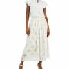 Anne Klein Women's Lace Cap-Sleeve Split-Neck Top & Pull-On Pleated Mesh Floral Skirt -Adrianna Papell Sales Shop 23777404 fpx