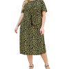 Kasper Plus Size Short-Sleeve Knit Tie-Front Top & Leaf-Print Pull-On Midi Skirt -Adrianna Papell Sales Shop 23812535 fpx