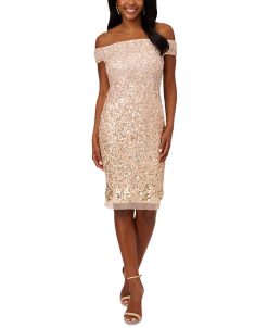 Adrianna Papell Women's Embellished Off-The-Shoulder Dress