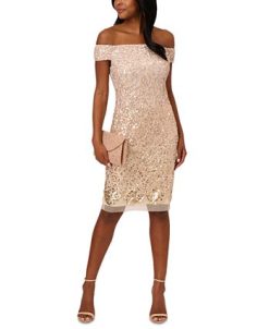 Adrianna Papell Women's Embellished Off-The-Shoulder Dress -Adrianna Papell Sales Shop 23821350 fpx