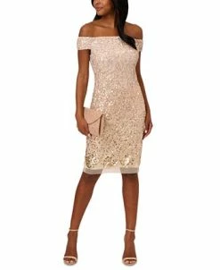 Adrianna Papell Women's Embellished Off-The-Shoulder Dress -Adrianna Papell Sales Shop 23821350 fpx