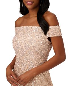 Adrianna Papell Women's Embellished Off-The-Shoulder Dress -Adrianna Papell Sales Shop 23821356 fpx
