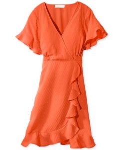 Michael Kors Women's Faux-Wrap Ruffle Mini Dress -Adrianna Papell Sales Shop 23962565 fpx
