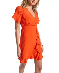 Michael Kors Women's Faux-Wrap Ruffle Mini Dress -Adrianna Papell Sales Shop 24033784 fpx